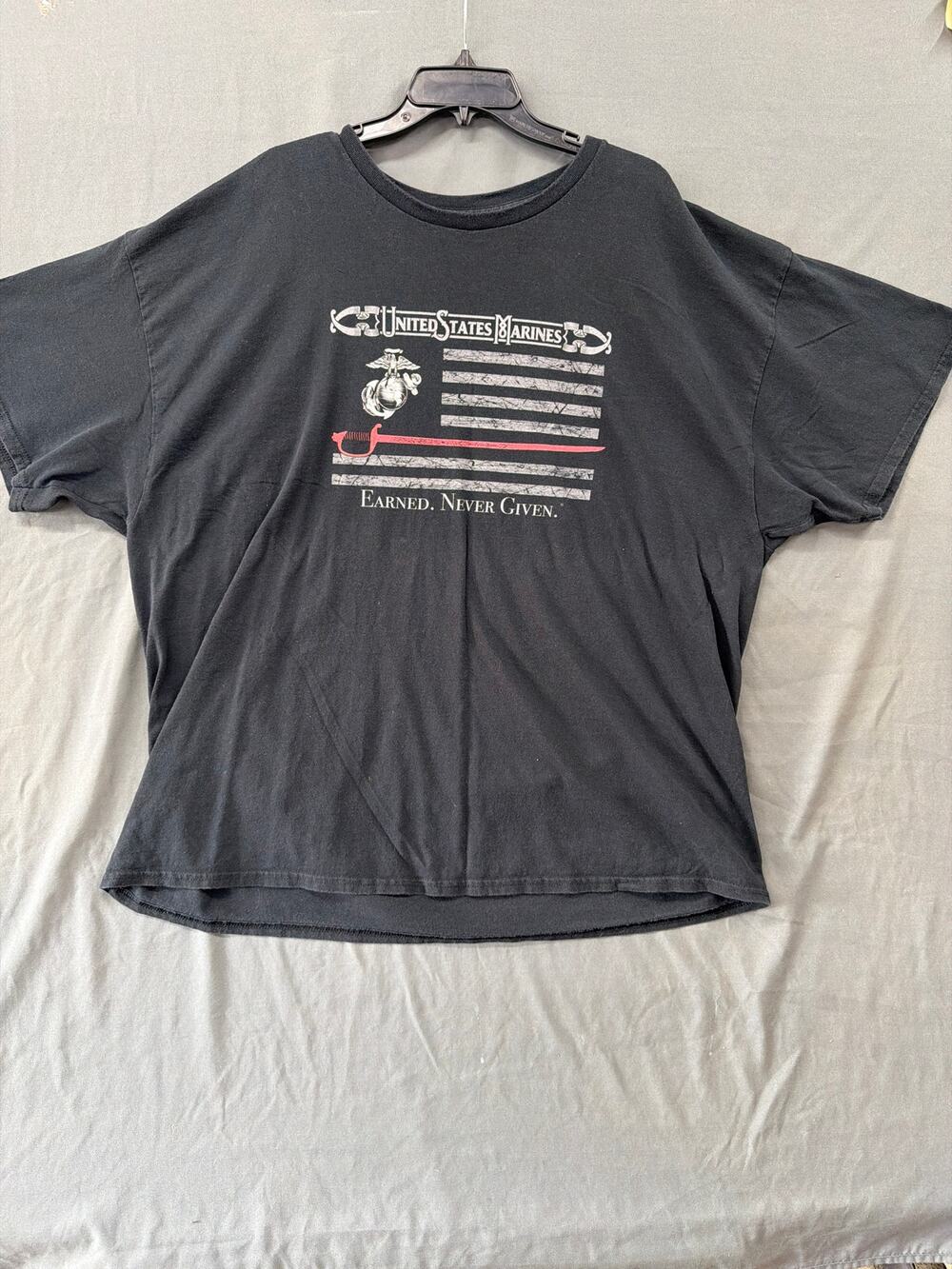 US Marines USMC Earned Never Given Black Graphic T-Shirt Men's XL